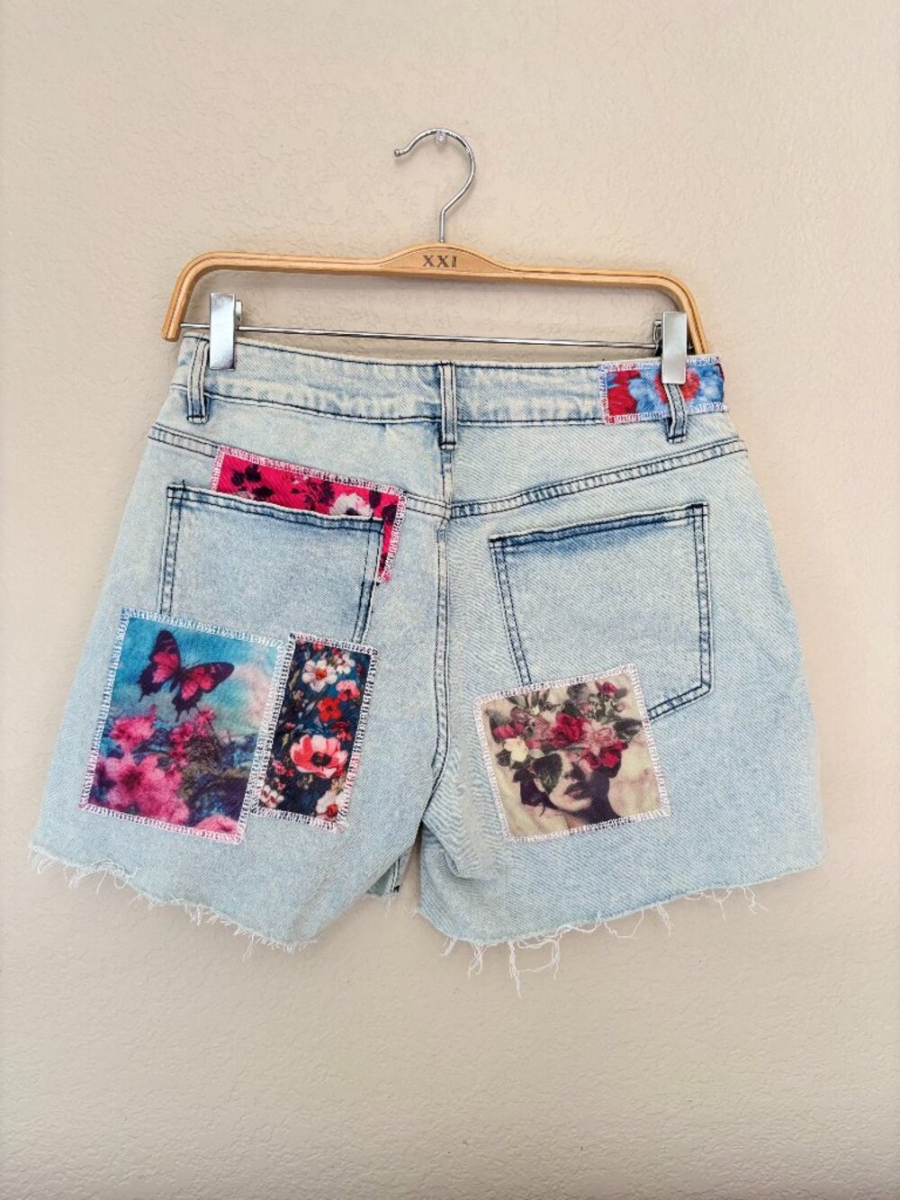 Vintage Patchwork Upcycled Denim Shorts
